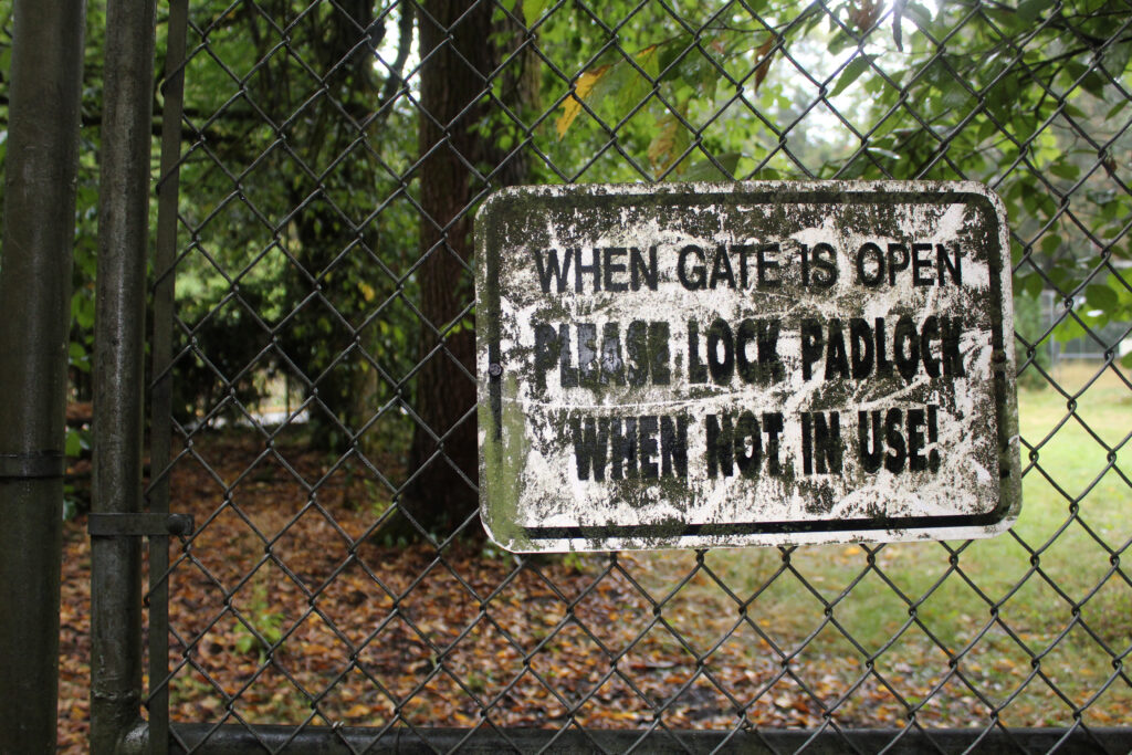 Riverview hospital property, coquitlam B.C, Canada. gated off grass area.