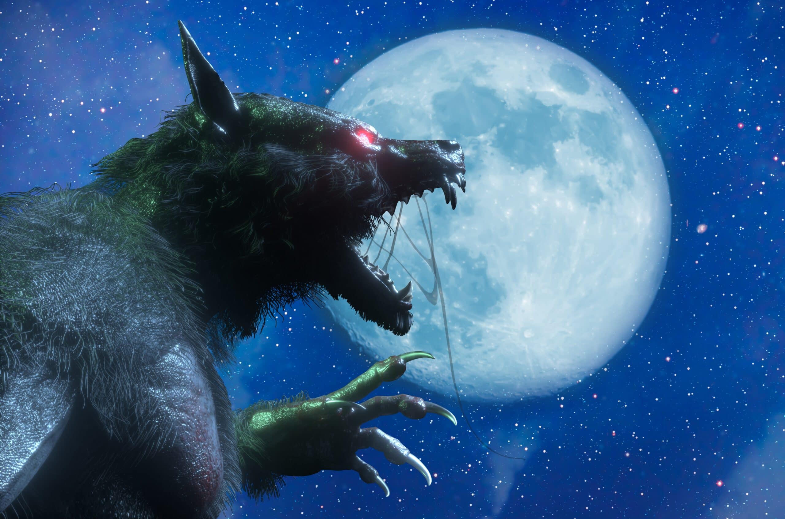 a werewolf on Halloween background 3D render Illustration