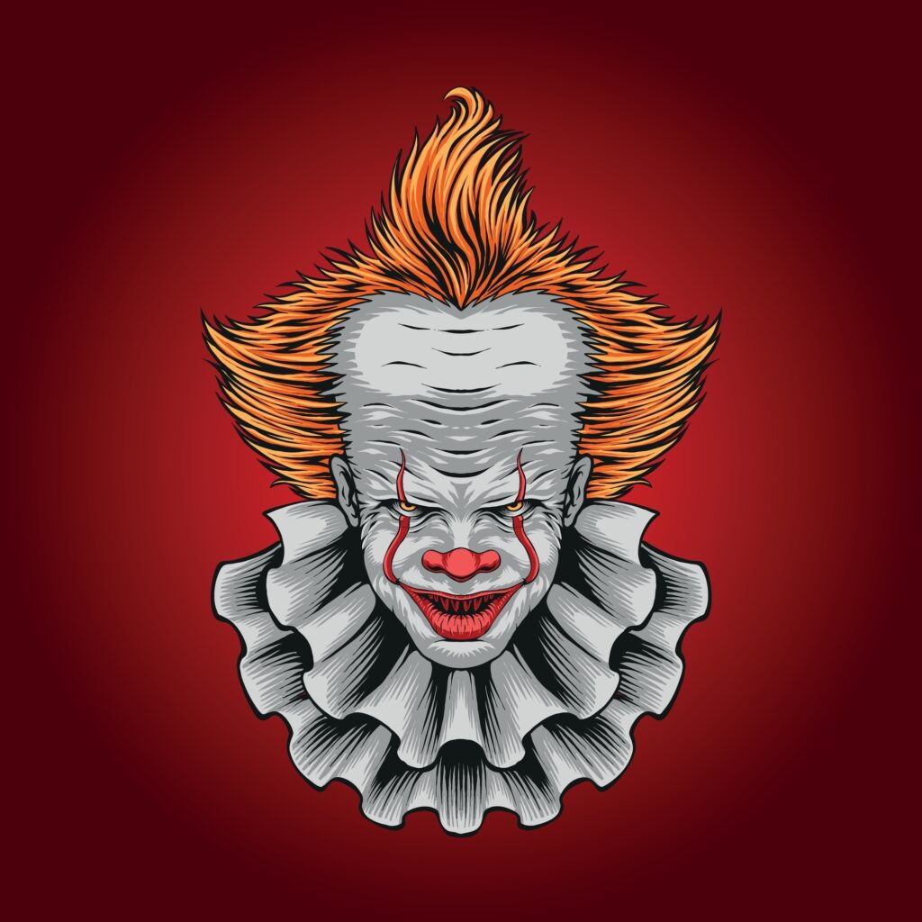 clown pennywise tshirt, logo, mascot illustration