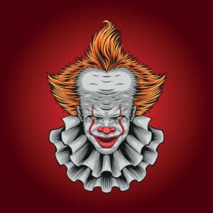clown pennywise tshirt, logo, mascot illustration