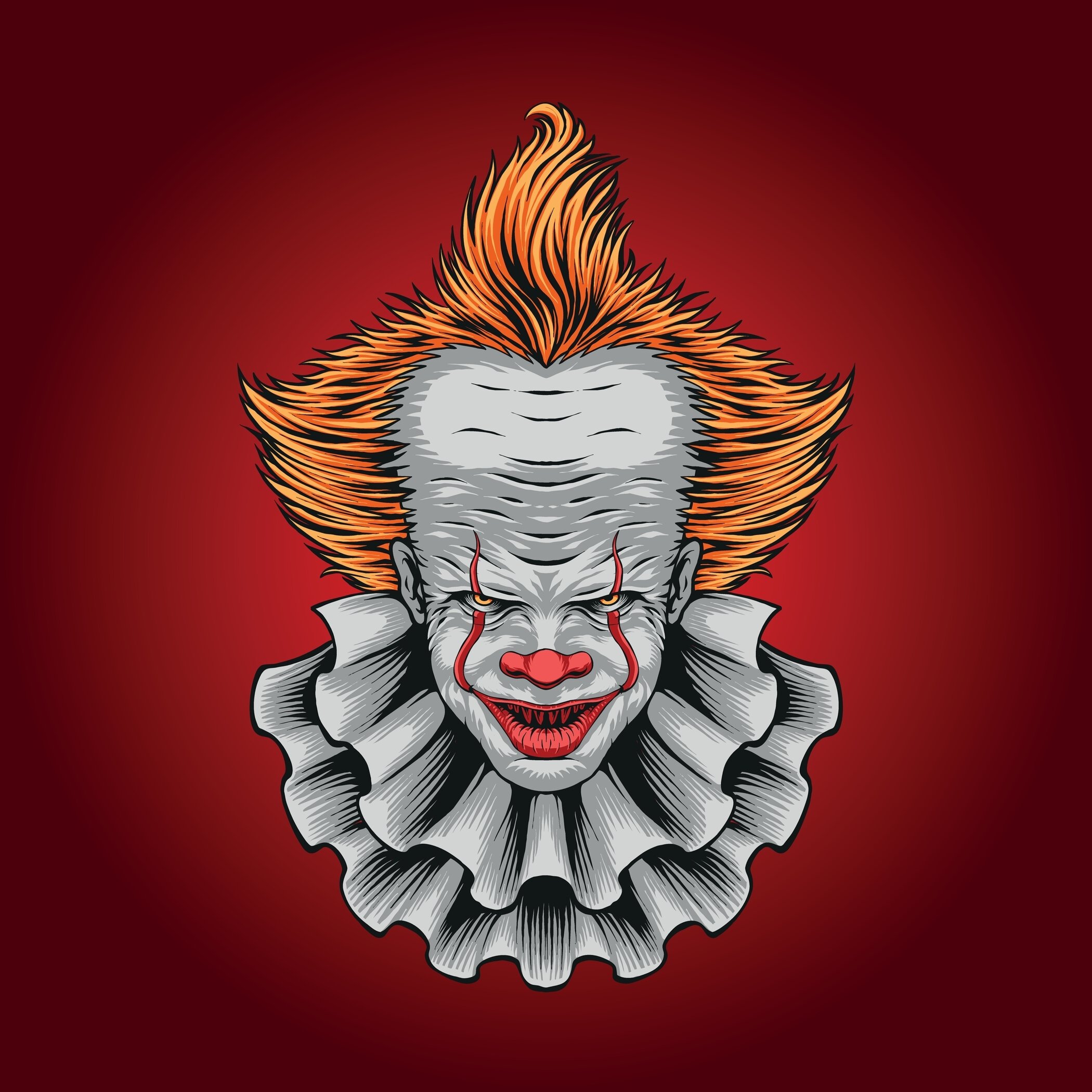 clown pennywise tshirt, logo, mascot illustration