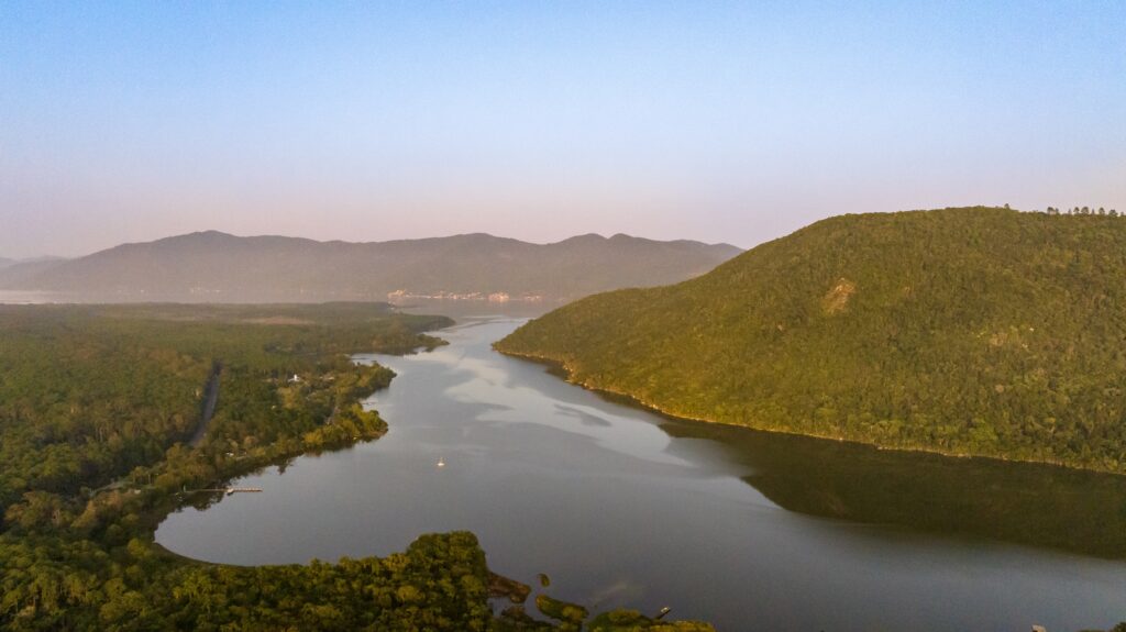 Mozambique Beach in Florianópolis, Brazil. Aerial View. Moçambique Beach