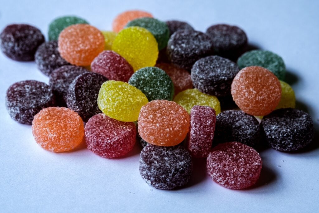 London UK, June 01 2025, Selection of Colourful Traditional Fruit Pastilles